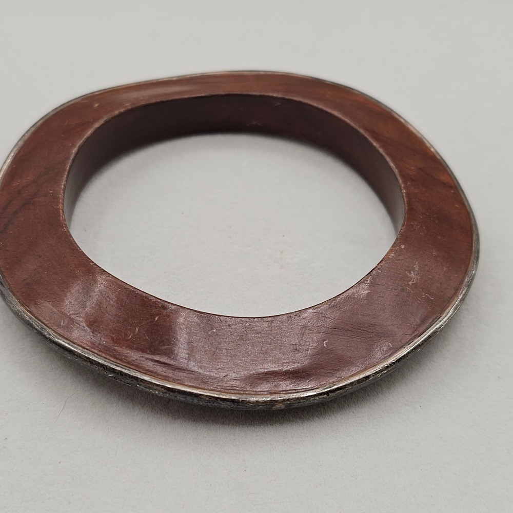 Silpada Bangle Bracelet Rosewood Sterling Silver Metal Trim Vintage Boho Earthy